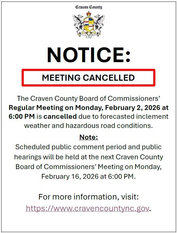 Notice: 2/2/2026 Board of Commissioners' Meeting Cancelled